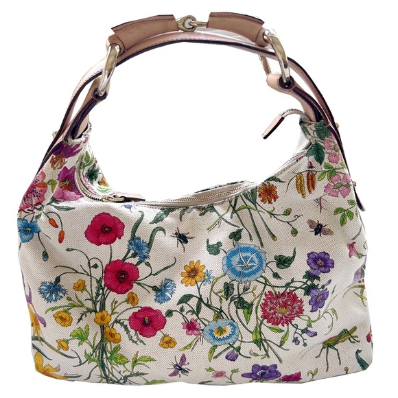 Gucci Rare Vintage 2010 era Flora Horsebit semi shoulder bag canvas - Picture 1 of 4